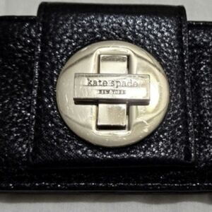KATE SPADE ABBY TWIST 6 Pkt mini coin, slim CAVIAR  black bifold coin purse. NEW